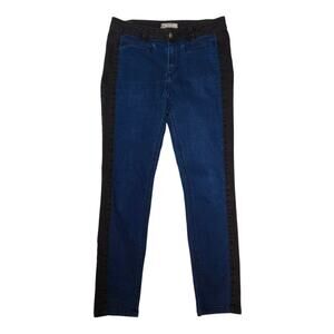 Free People FP Womens Skinny Blue & Black Trim Jeans Size 30 Comfort Denim Pants
